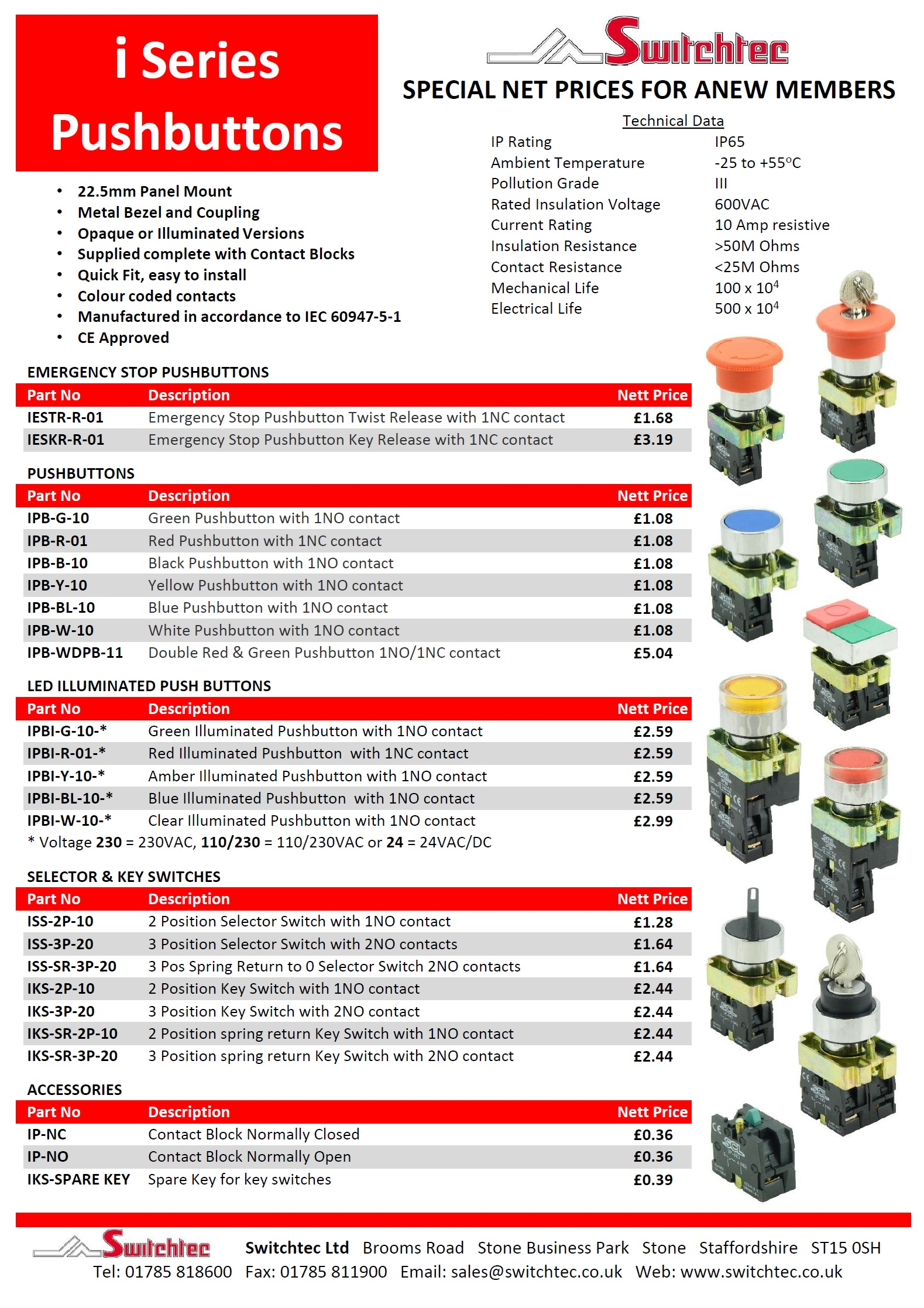 i-Series pushbutton datasheet